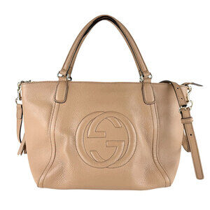 GUCCI Cream Leather Shoulder Bag